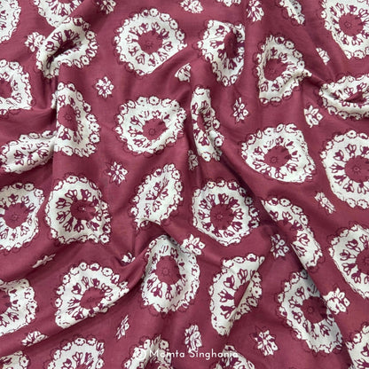 Maroon Abstract Printed Cotton Fabric