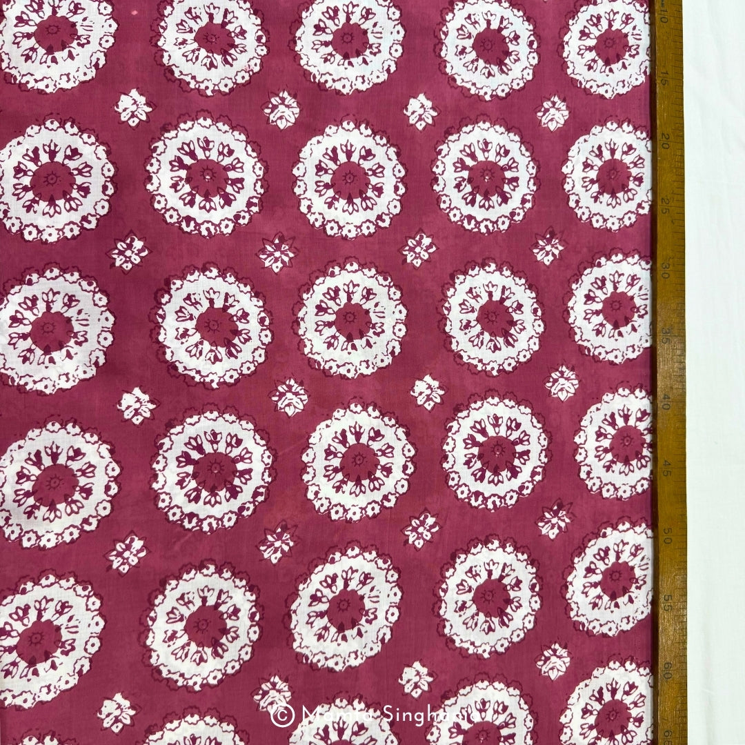 Maroon Abstract Printed Cotton Fabric