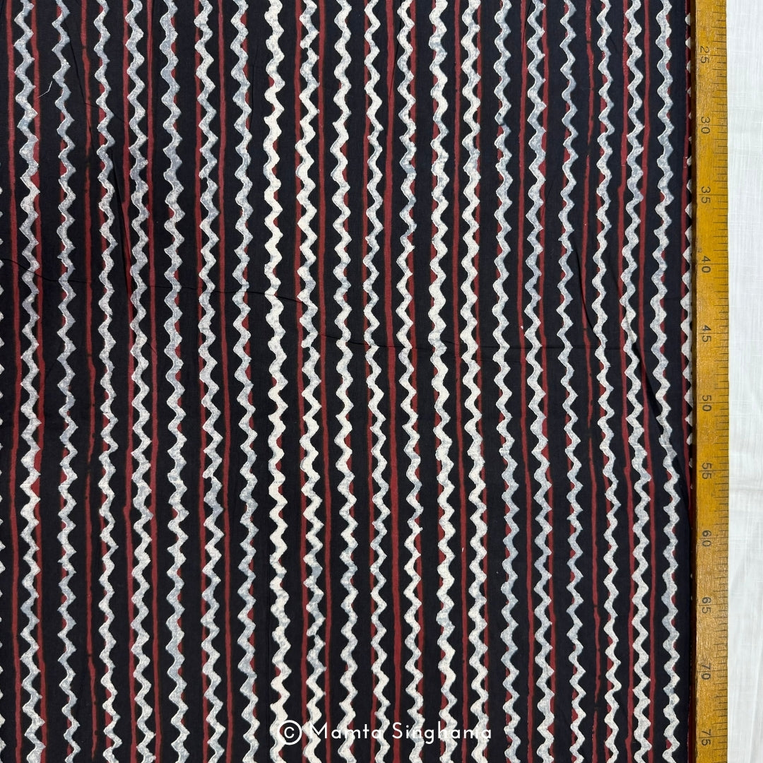 Black Stripe Printed Cotton Fabric