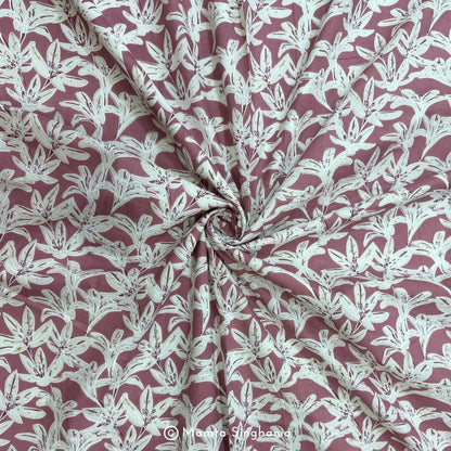 Onion Pink Floral Printed Cotton Fabric