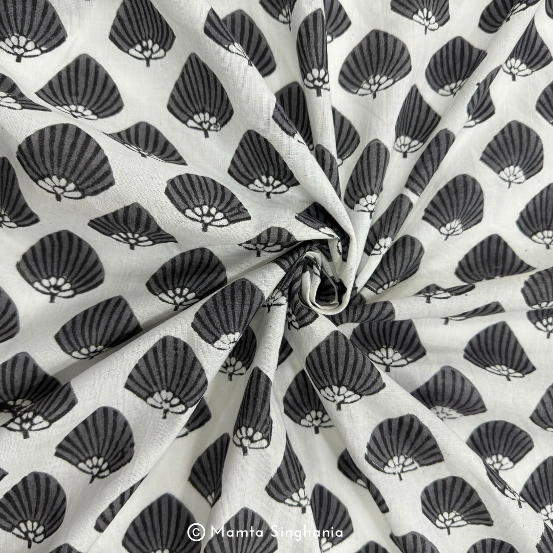 Shell Hand-Block Printed Cotton Fabric