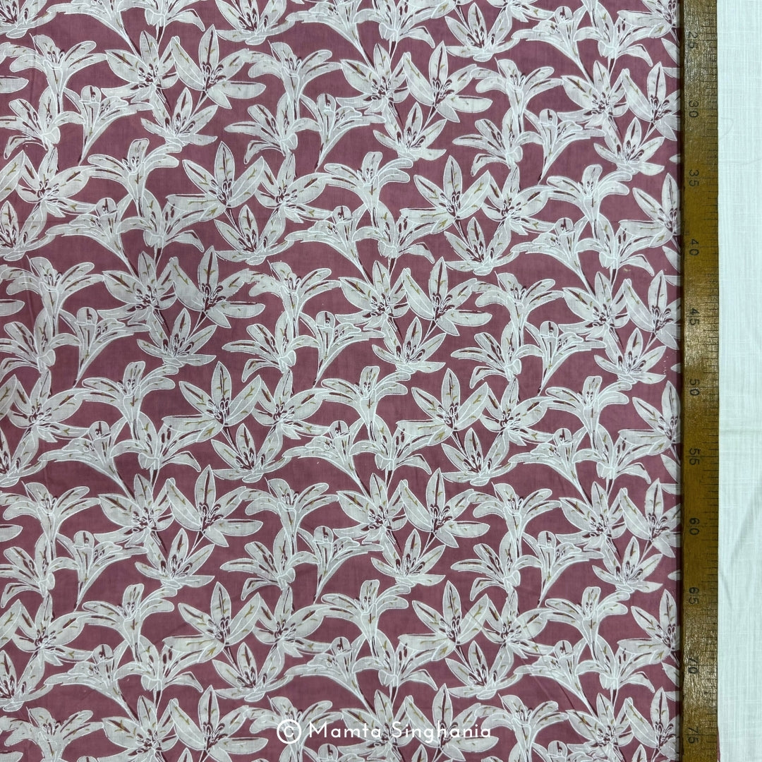 Onion Pink Floral Printed Cotton Fabric