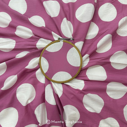 Pink Polka Dots Printed Cotton Fabric