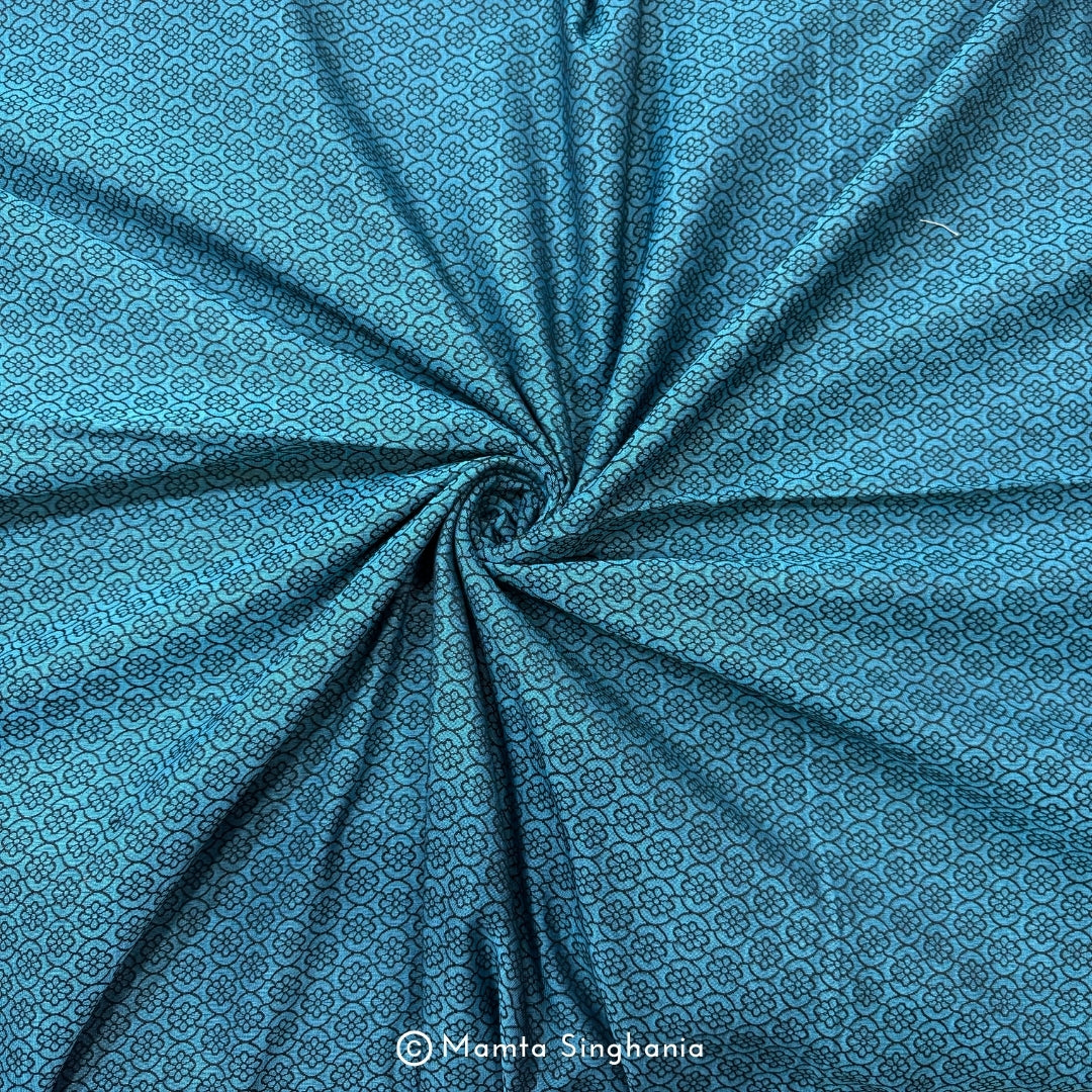 Teal Blue Cotton Jacquard Fabric