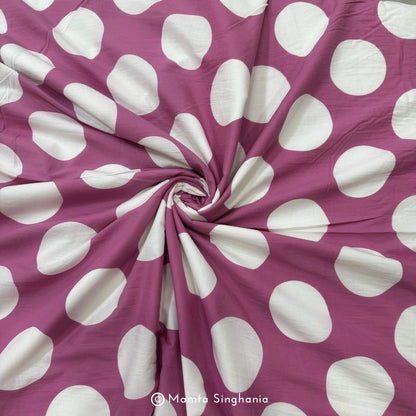 Pink Polka Dots Printed Cotton Fabric