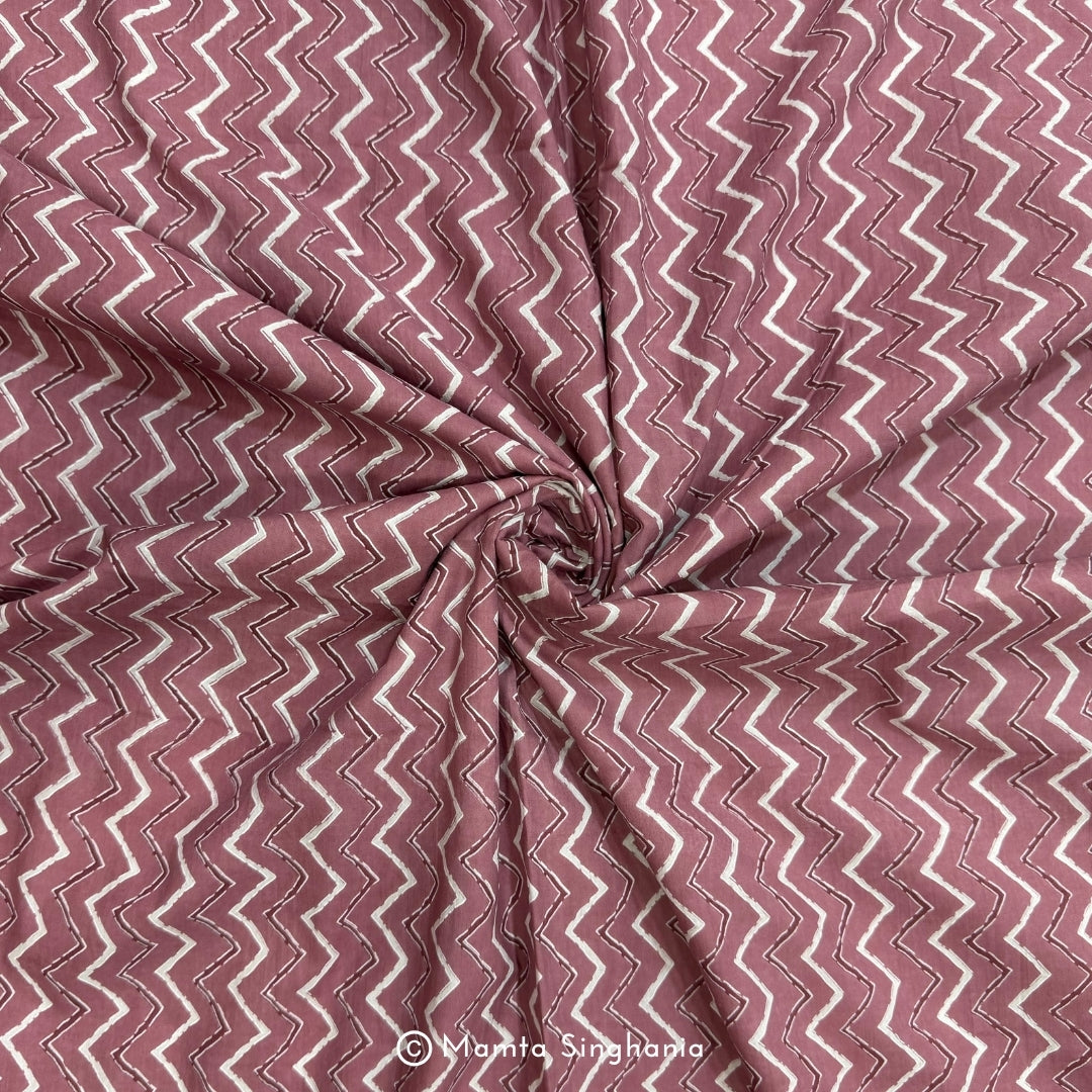 Onion Pink Stripe Printed Cotton Fabric