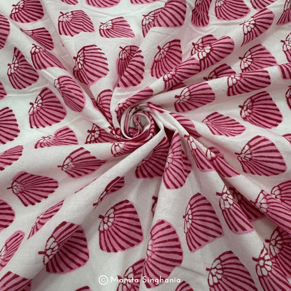 Shell Hand-Block Printed Cotton Fabric