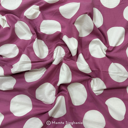 Pink Polka Dots Printed Cotton Fabric