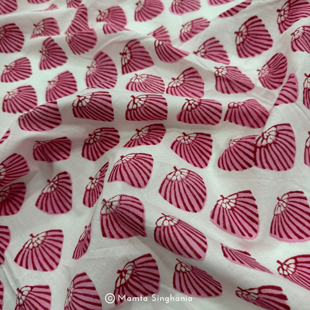 Shell Hand-Block Printed Cotton Fabric