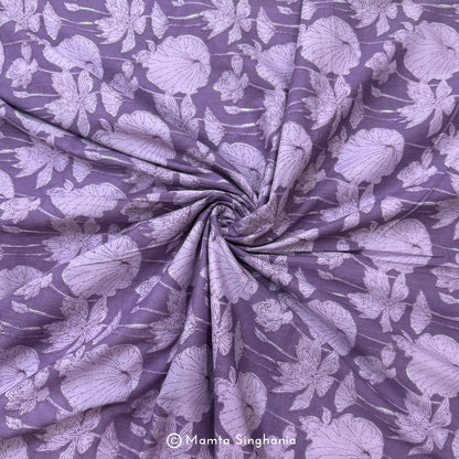 Lavender Floral Printed Cotton Fabric