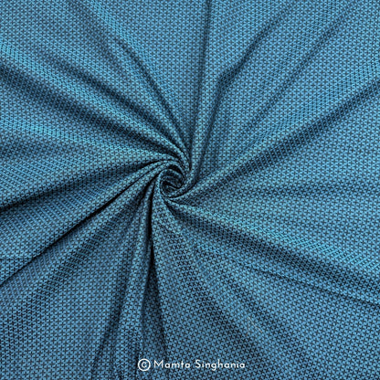 Teal Blue Cotton Jacquard Fabric