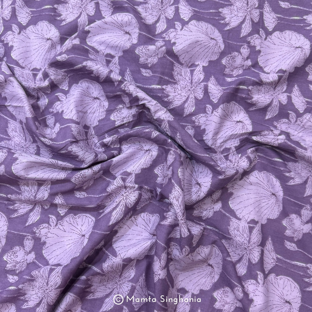 Lavender Floral Printed Cotton Fabric