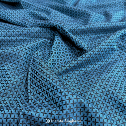 Teal Blue Cotton Jacquard Fabric