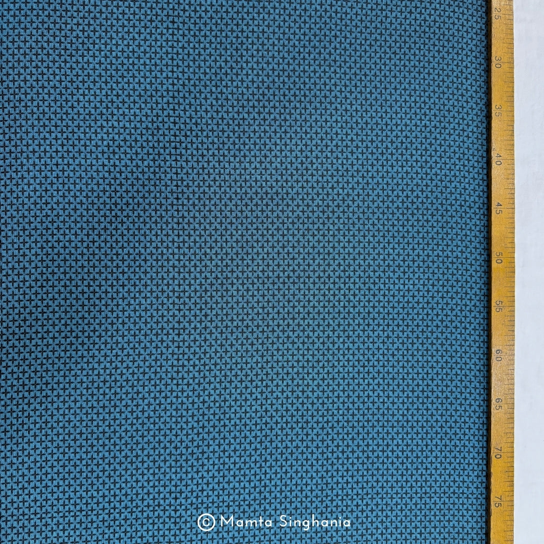 Teal Blue Cotton Jacquard Fabric