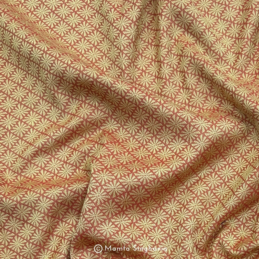 Orange Cotton Jacquard Fabric