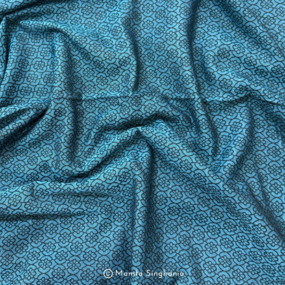 Teal Blue Cotton Jacquard Fabric