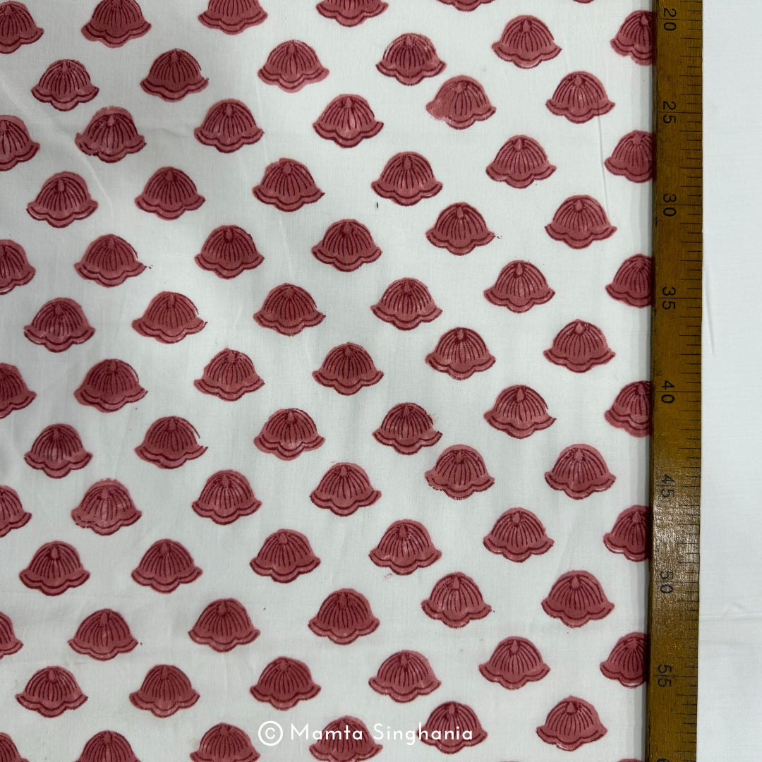 Peach Shell Hand-Block Printed Cotton Fabric