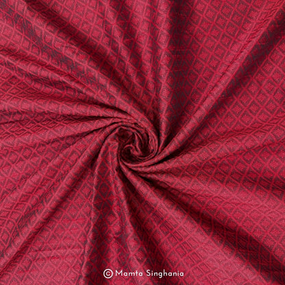 Dark Red Cotton Jacquard Fabric