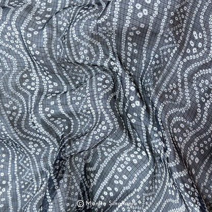 Blue Bandhej Printed Kota Doria Fabric