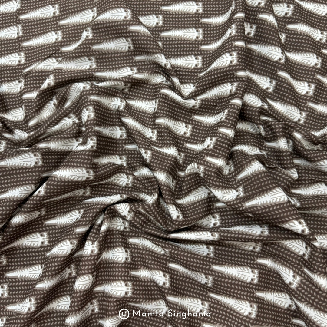 Brown Printed Cotton Fabric