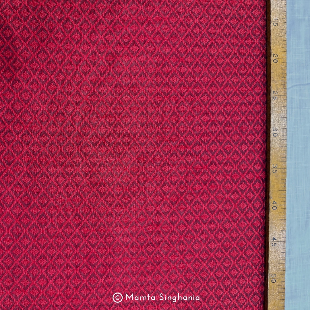 Dark Red Cotton Jacquard Fabric