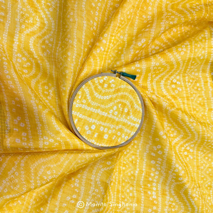 Yellow Bandhej Printed Kota Doria Fabric