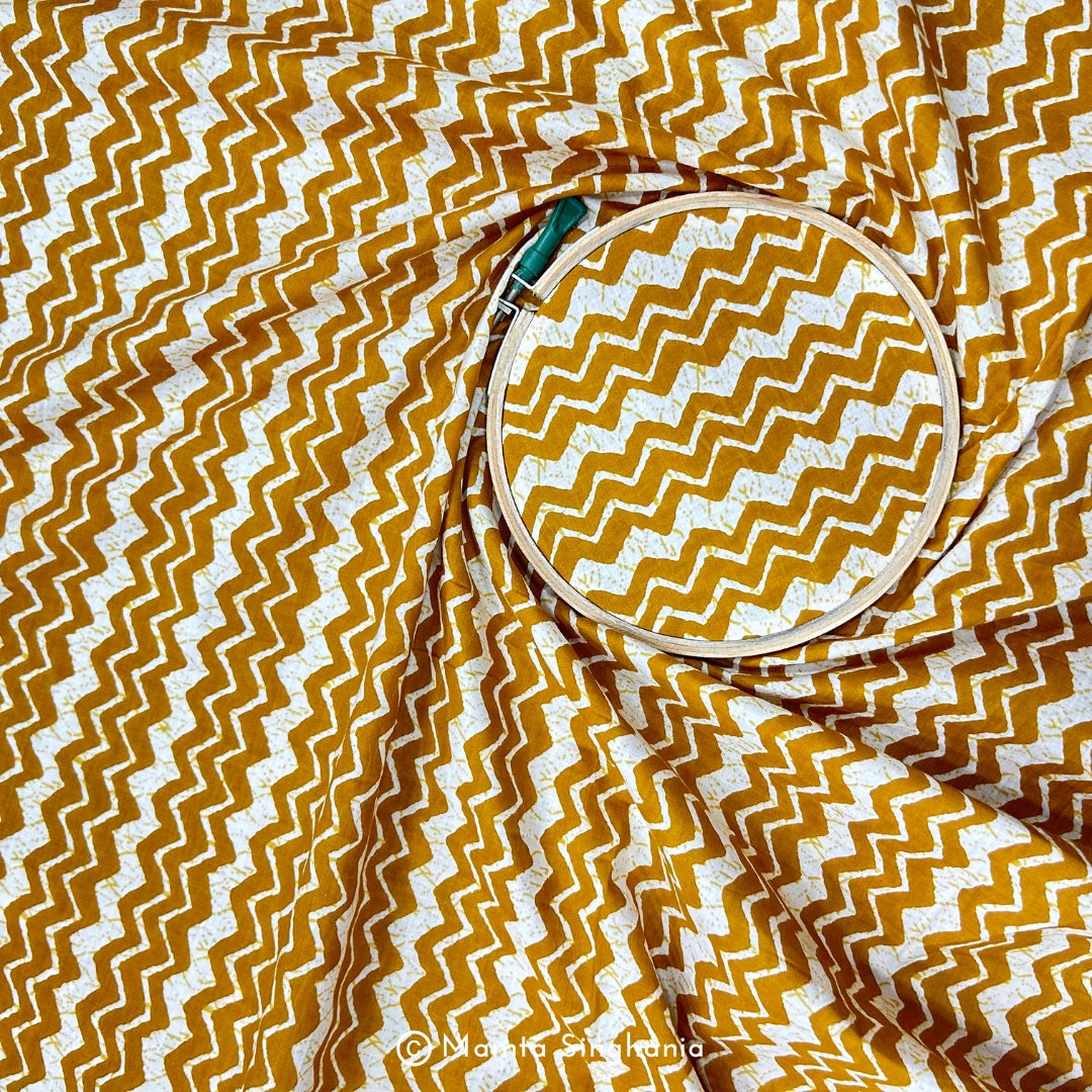 Yellow Chevron Printed Cotton Fabric