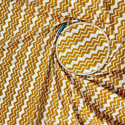 Yellow Chevron Printed Cotton Fabric