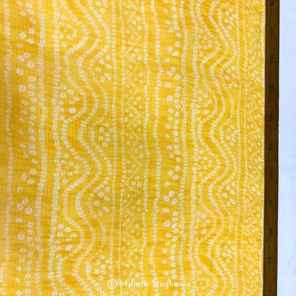 Yellow Bandhej Printed Kota Doria Fabric