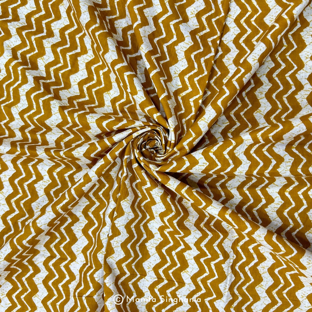 Yellow Chevron Printed Cotton Fabric