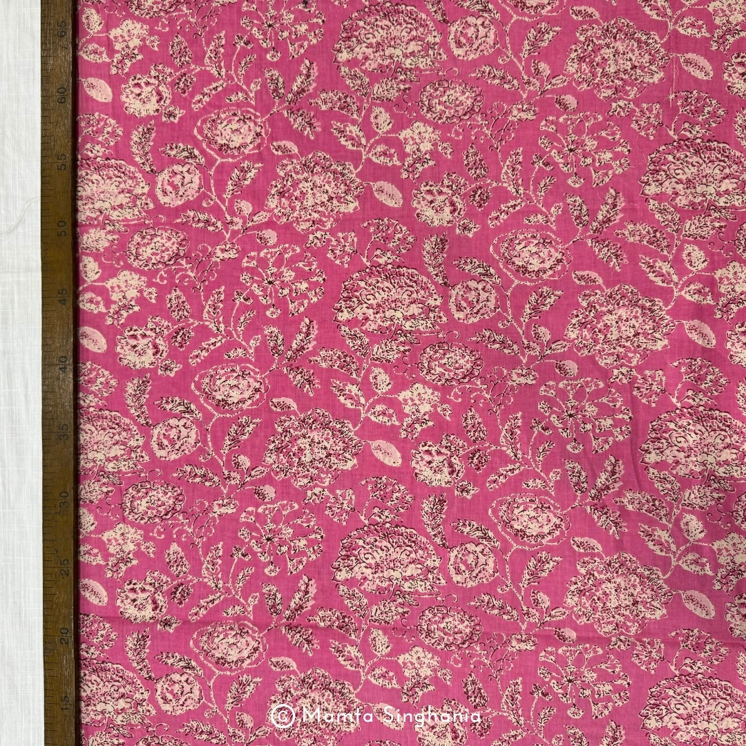 Pink Floral Printed Cotton Fabric