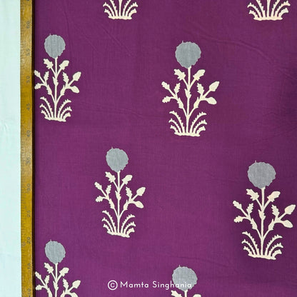 Purple Floral Printed Cotton Fabric