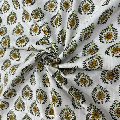 Floral Hand-Block Printed Cotton Fabric