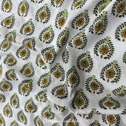 Floral Hand-Block Printed Cotton Fabric