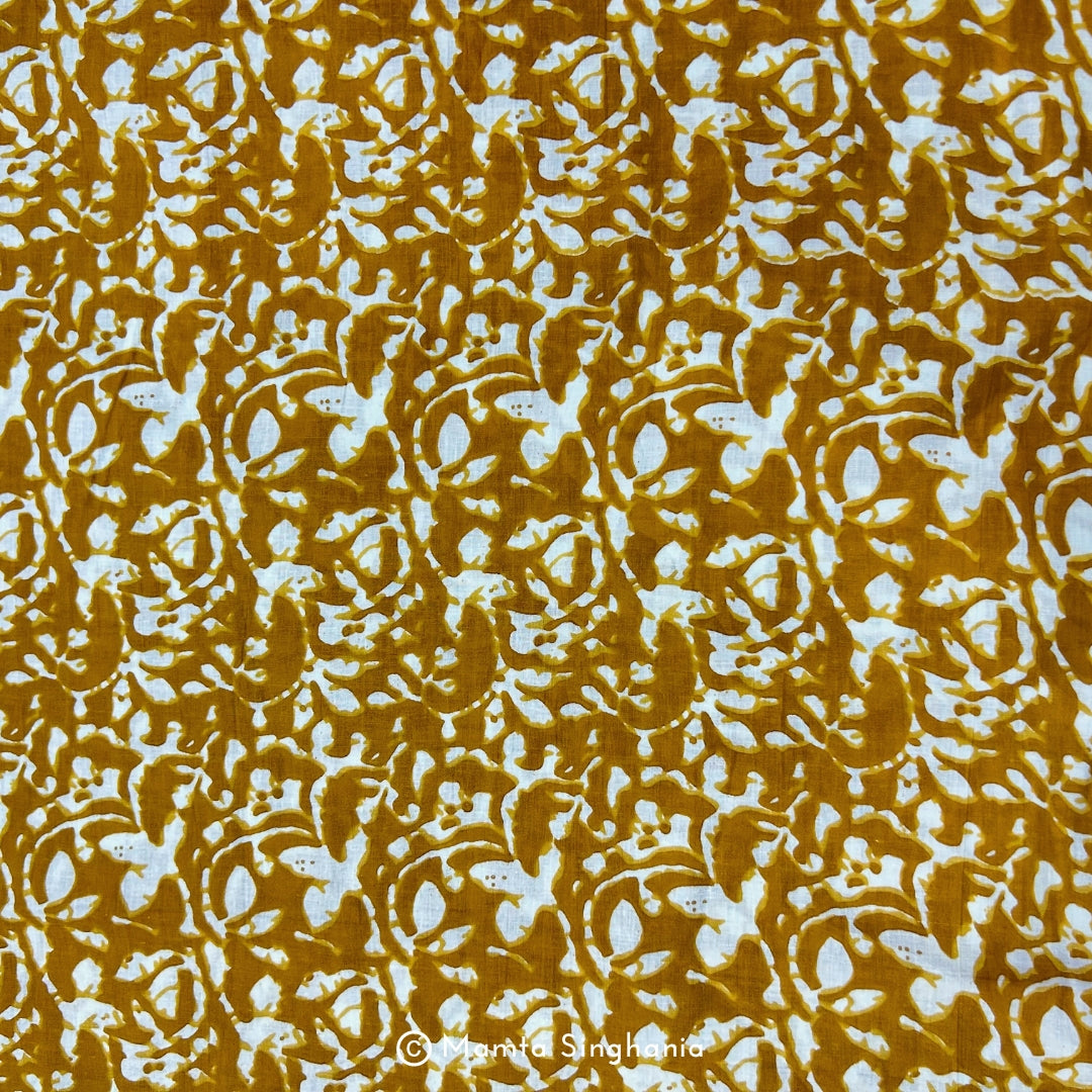 Yellow Floral Printed Cotton Fabric