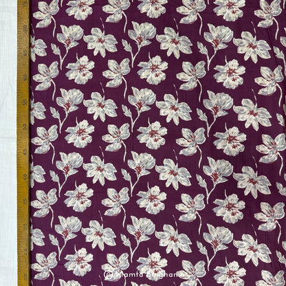 Purple Floral Printed Cotton Fabric