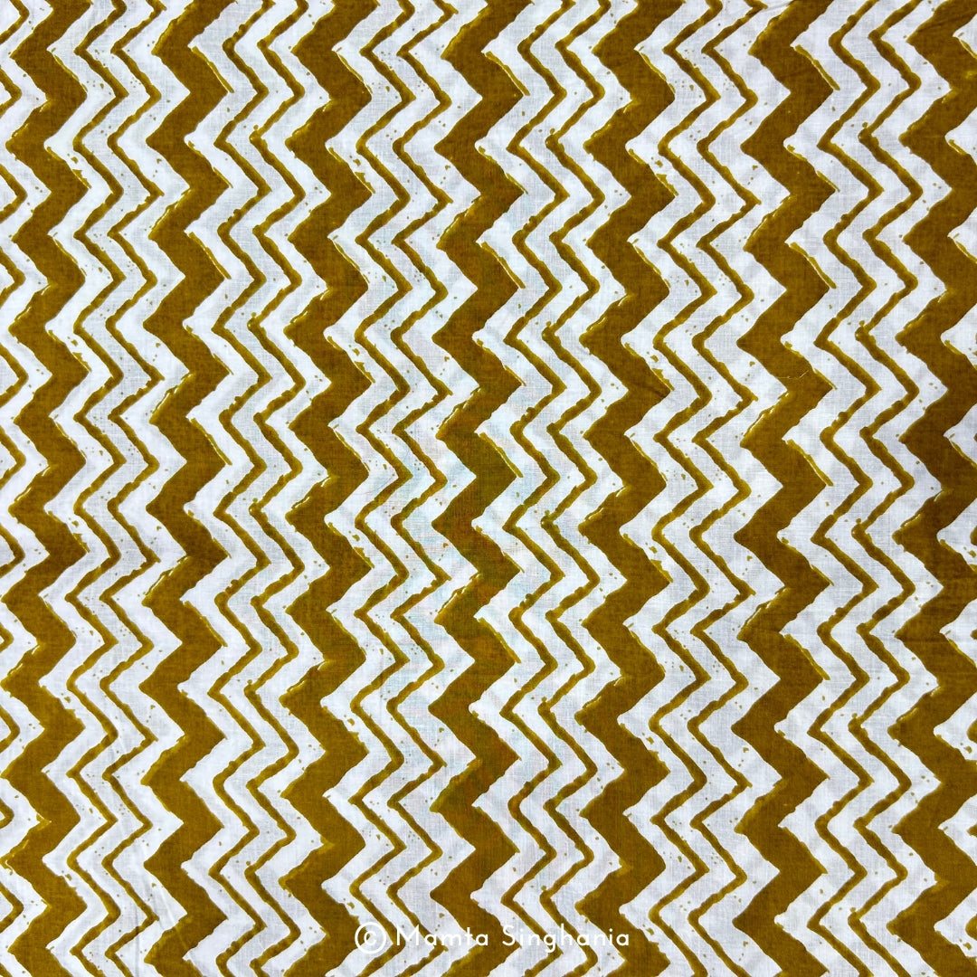 Chrome Yellow Chevron Printed Cotton Fabric