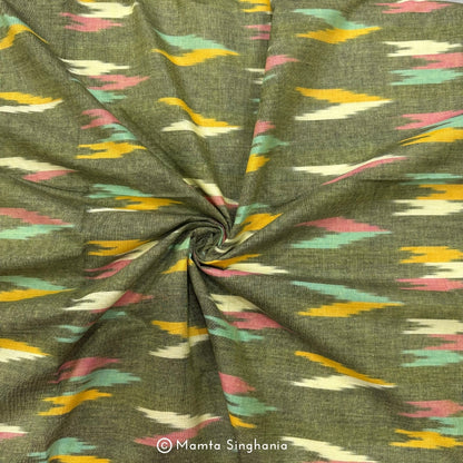 Green Glazed Ikkat Fabric