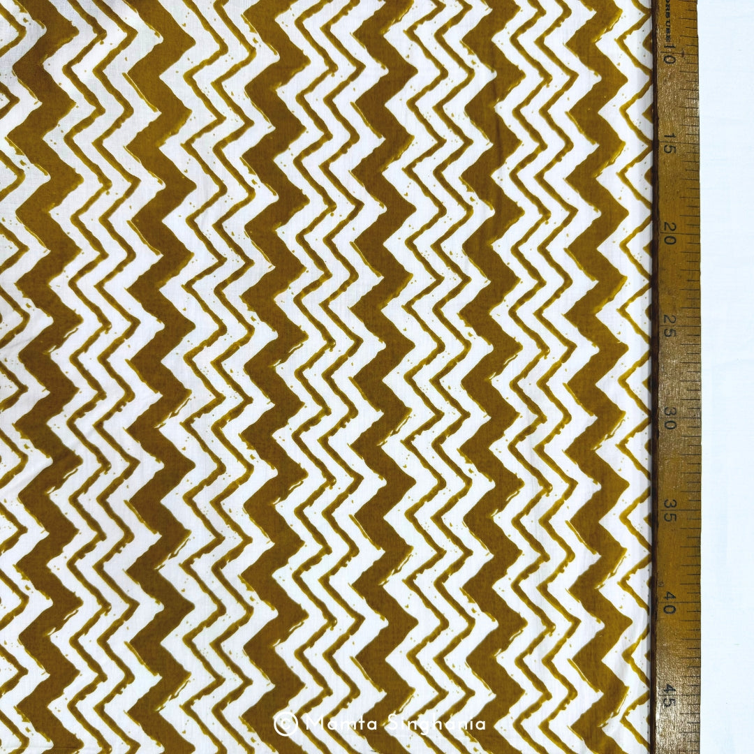 Chrome Yellow Chevron Printed Cotton Fabric