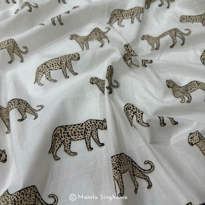 Cheetah Hand-Block Printed Cotton Fabric