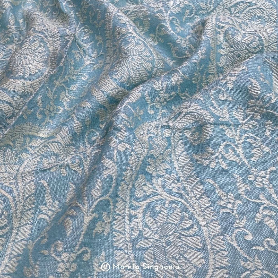 Light Blue Cotton Jacquard Fabric