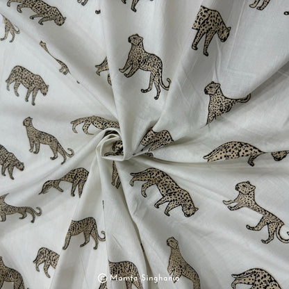 Cheetah Hand-Block Printed Cotton Fabric