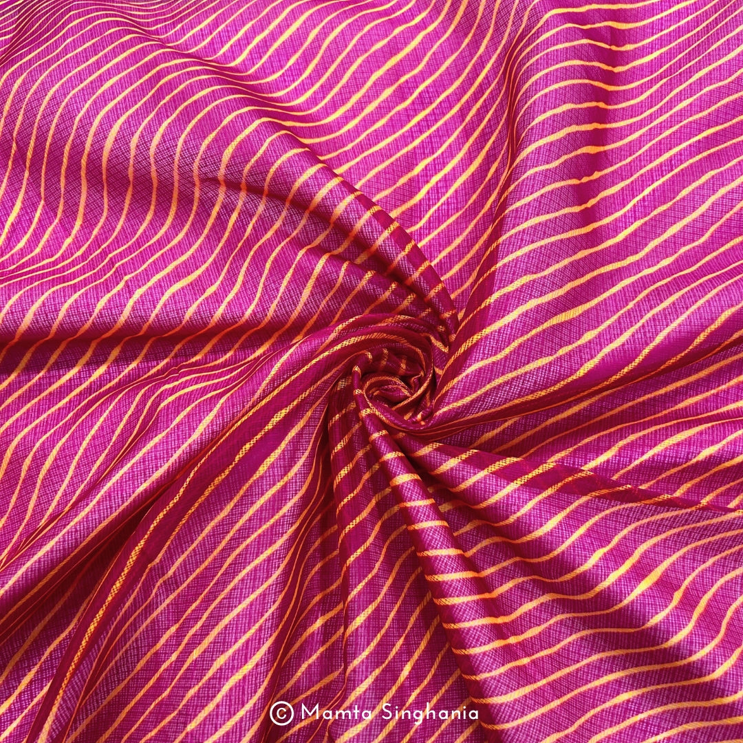 Rani Pink Leheriya Printed Kota Doriya Fabric