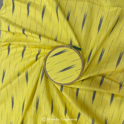 Yellow Glazed Ikkat Fabric