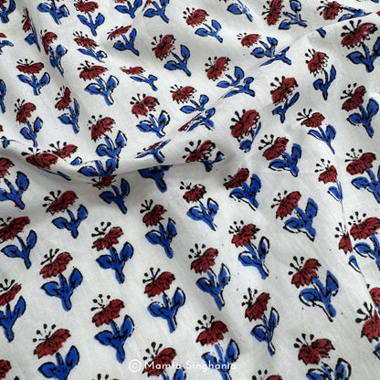 Floral Hand-Block Printed Cotton Fabric