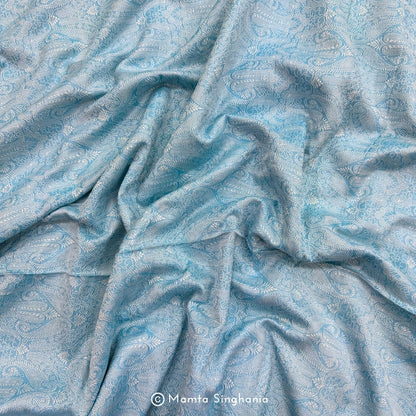 Sky Blue Cotton Jacquard Fabric