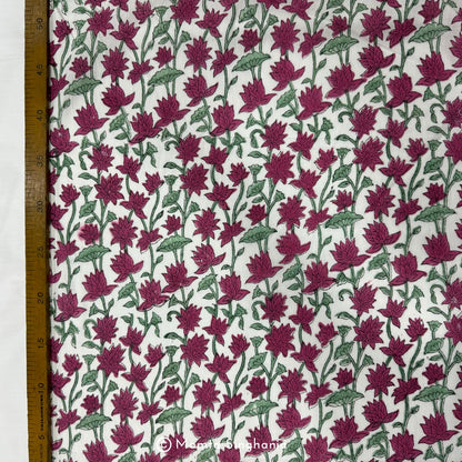 Lotus Hand-Block Printed Cotton Fabric