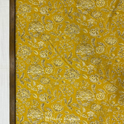 Yellow Floral Printed Cotton Fabric