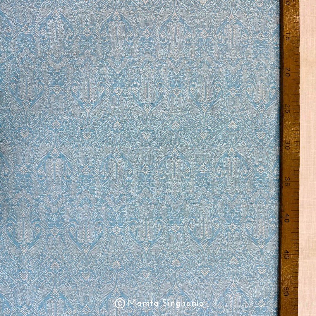 Sky Blue Cotton Jacquard Fabric