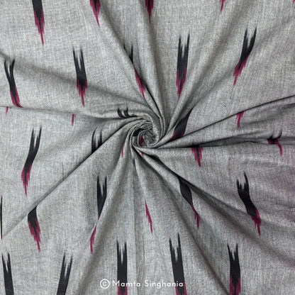 Grey Glazed Ikkat Fabric